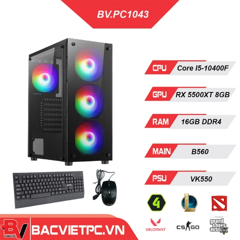 PC GAMING - ĐỒ HỌA INTEL CORE I5-10400F | RAM 16GB | RX 5500XT 8GB | SSD 240G