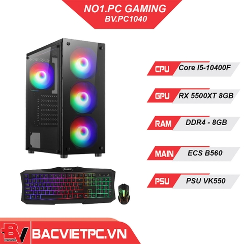 PC GAMING - ĐỒ HỌA INTEL CORE I5-10400F | RAM 8GB | RX 5500XT 8GB | SSD 240G