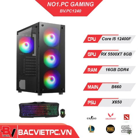 PC GAMING - ĐỒ HỌA INTEL I5-12400F | RAM 16GB | RX 5500XT 8GB | SSD240GB