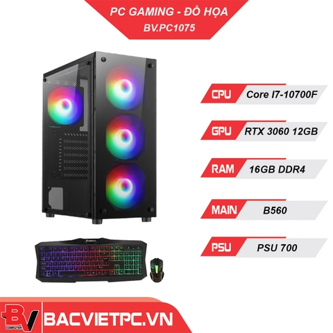 PC GAMING - ĐỒ HỌA INTEL I7-10700F | RAM 16GB | RTX 3060 12GB | SSD 240