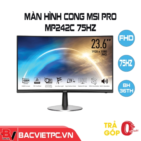 Màn hình máy tính MSI PRO MP242C 23.6 inch FHD VA Cong