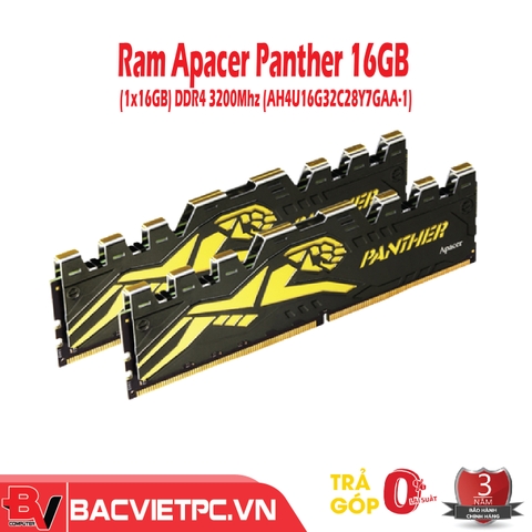 Ram Desktop Apacer OC Panther-Golden (AH4U16G32C28Y7GAA-1) 16GB (1x16GB) DDR4 3200Mhz