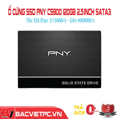 Ổ cứng SSD PNY CS900 120GB 2.5: SATA3 (Đọc 515MB/s - Ghi 490MB/s)