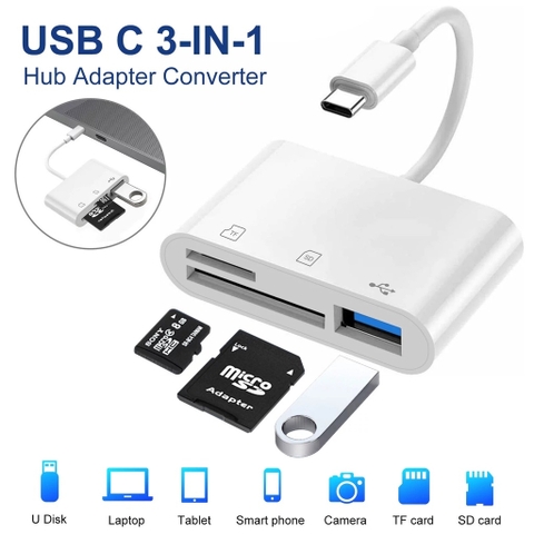 Đầu đọc thẻ chân Type C | 3 trong 1 | thẻ TF, SD,USB | OTG