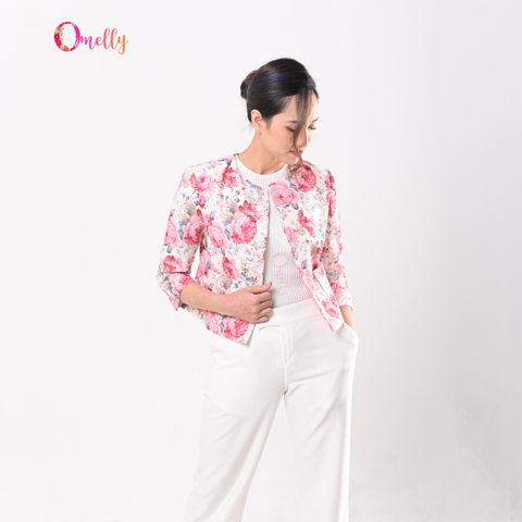 Áo vest nữ họa tiết hoa màu hồng thời trang công cở sang trọng