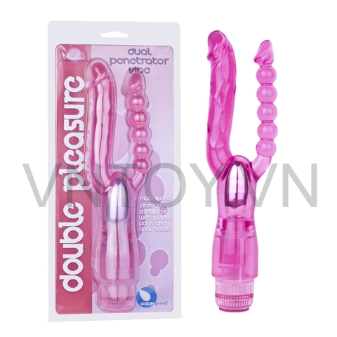 Máy rung kích thích hậu môn hai đầu dương vật và que bi Silicon