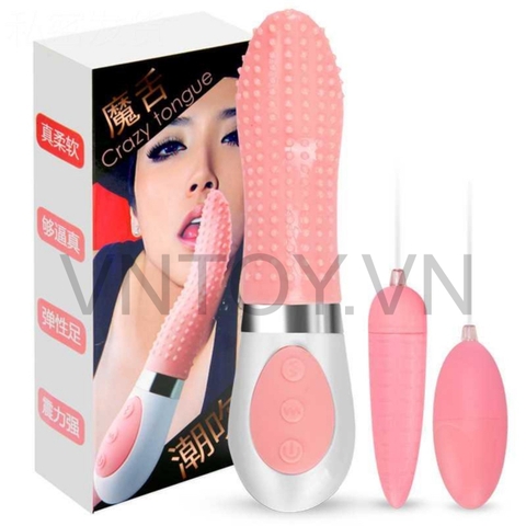 Lưỡi liếm gai kèm trứng rung 2 đầu Silicon sạc pin