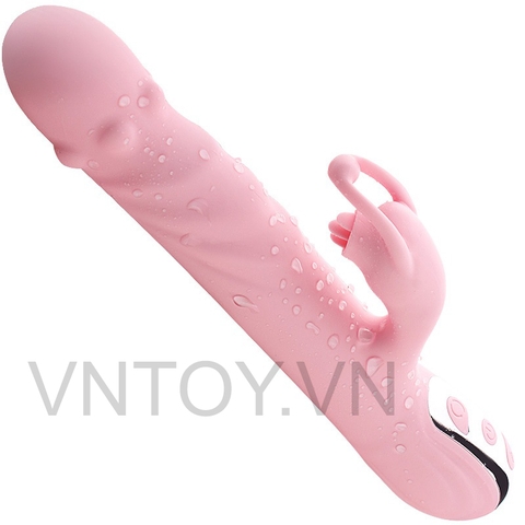 Dương vật giả rung thụt cao cấp vòng bi ngoáy và lưỡi liếm sưởi ấm 42 độ