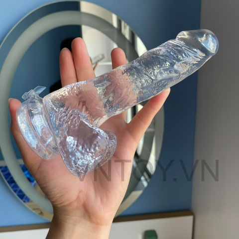 Dương vật giả trong suốt gắn tường uốn nắn