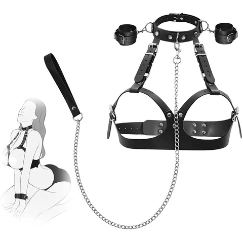 Bộ Đai Da Nữ Body Harness SM Còng Tay Dây Xích Cao Cấp