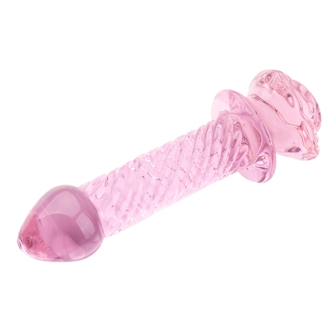 Dildo Thủy Tinh Hoa Hồng Trong Suốt Xoắn Nghệ Thuật Cao Cấp