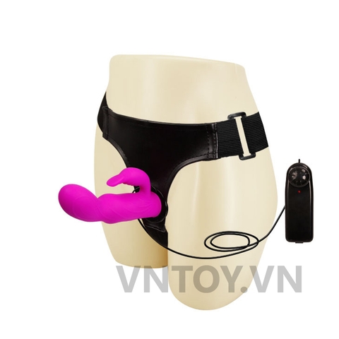 Dương vật giả đeo hông Ultra Harness rung mạnh rẽ nhánh có điều khiển dây