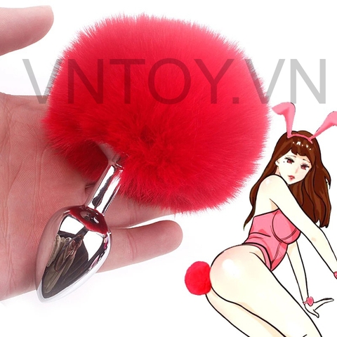Đuôi thỏ gắn hậu môn phích cắm Inox