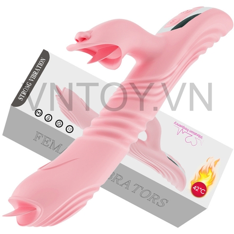Máy rung âm đạo hình lưỡi liếm co giãn sưởi ấm 42 độ