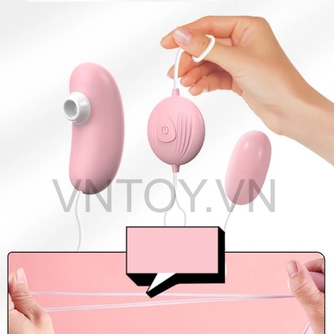 Trứng rung 2 đầu hút bú liếm âm đạo cắm USB kích thích điểm G