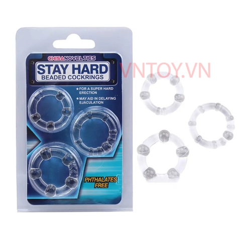 Vòng đeo kéo dài thời gian Stay Hard Beaded Cockrings dành cho nam giới