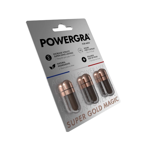 Powergra For Men (Super Gold Magic) - Vỉ 3 viên Viên uống tăng kích thước, kéo dài thời gian