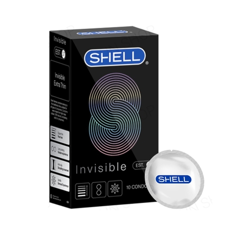 Bao cao su Shell Invisible - Siêu mỏng, chống tuột, kéo dài thời gian - Hộp 10 cái