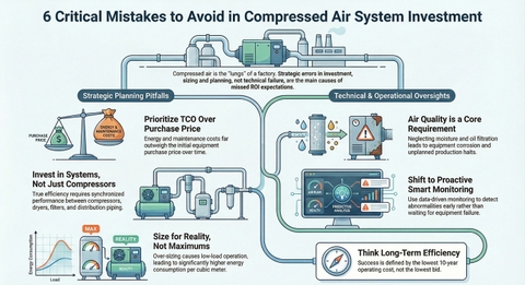 5 sai lầm phổ biến khi đầu tư hệ thống khí nén trong nhà máy