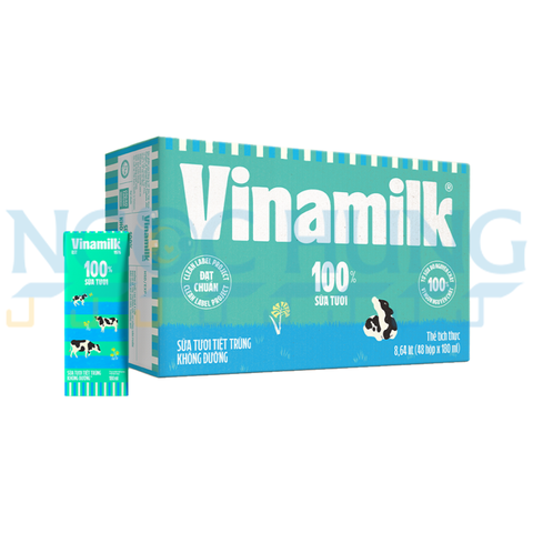 Sữa tươi tiệt trùng Vinamilk 100% không đường 180ml