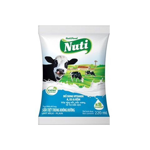 sữa tươi tiệt trùng Nuti không đường 220ml