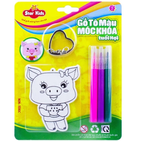 Gỗ tô màu móc khoá tuổi Hợi