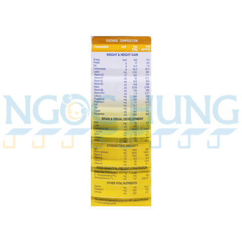 Sữa bột Nutifood Growplus vàng 1+ 800g ( 1 tuổi trở lên)