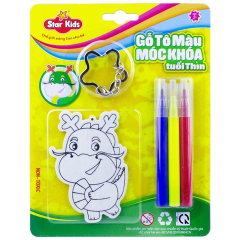 Gỗ tô màu móc khoá tuổi Thìn