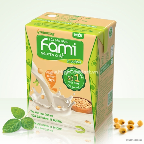 Sữa nước Vinasoy Fami ít đường hộp 200ml