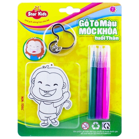 Gỗ tô màu móc khoá tuổi Thân