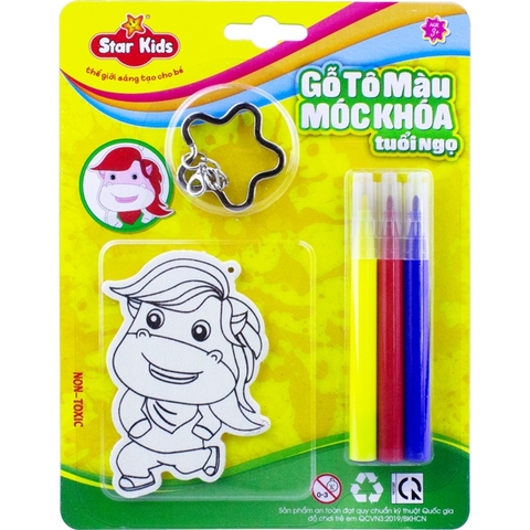 Gỗ tô màu móc khoá tuổi Ngọ