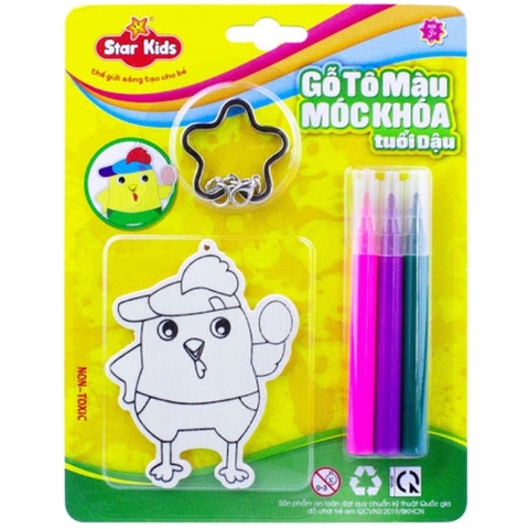 Gỗ tô màu móc khoá tuổi Dậu
