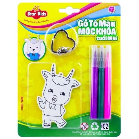Gỗ tô màu móc khoá tuổi Mùi