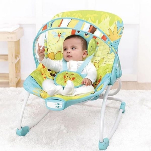 ghế rung thư giãn kiêm bập bênh có nhạc Mastela màu xanh lá cây