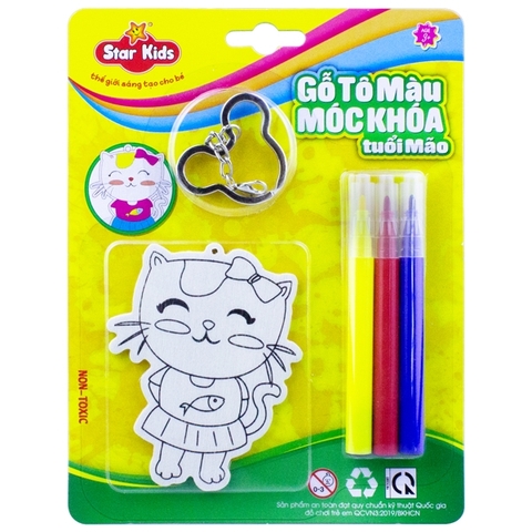 Gỗ tô màu móc khoá tuổi Mão