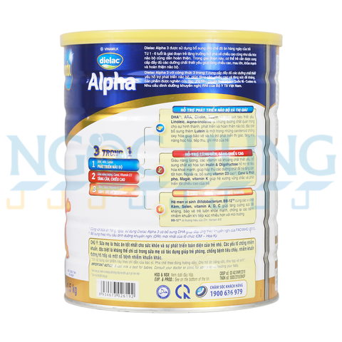 Sữa bột Vinamilk Dielac Alpha Step 3 1.5kg (1-2 tuổi)