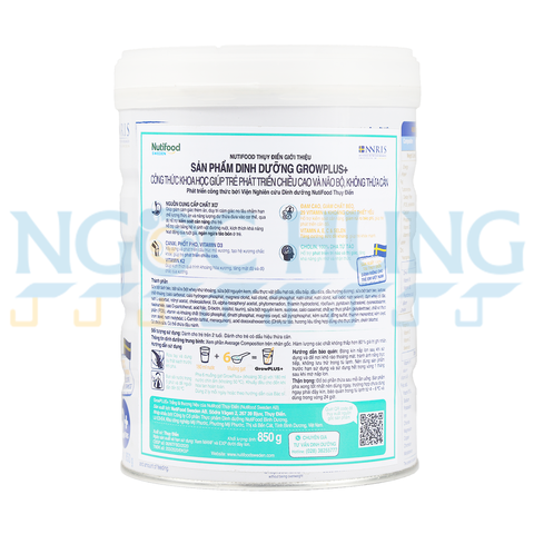 Sữa bột Nutifood GrowPlus Trắng 2+ 850g (2 tuổi trở lên)