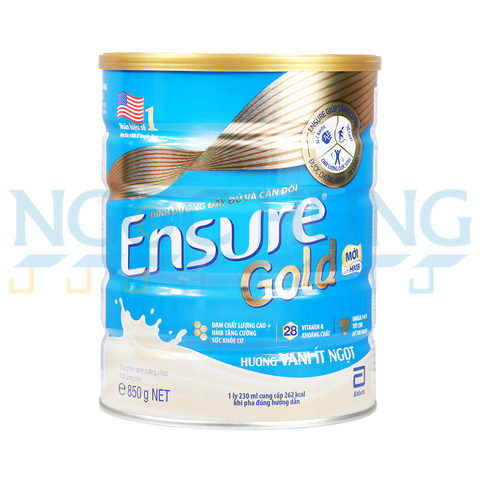 Sữa bột Abbott Ensure Gold hương vani ít ngọt 850g