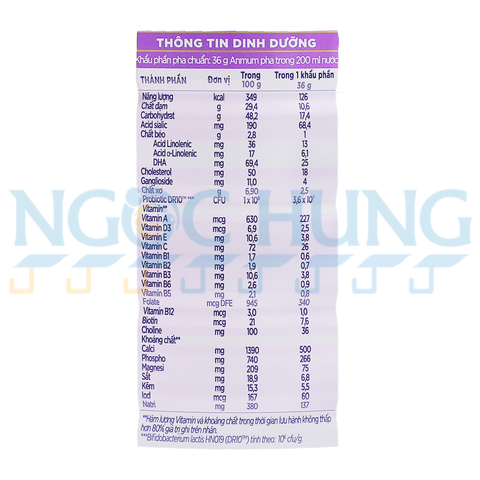 Sữa bột Anmum Materna không đường 800g