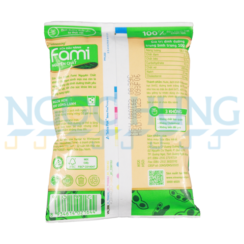 Sữa nước Vinasoy Fami nguyên chất bịch 200ml