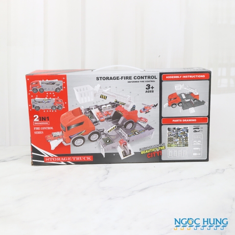 Hộp xe cứu hoả mô hình kèm xe nhỏ Y2106