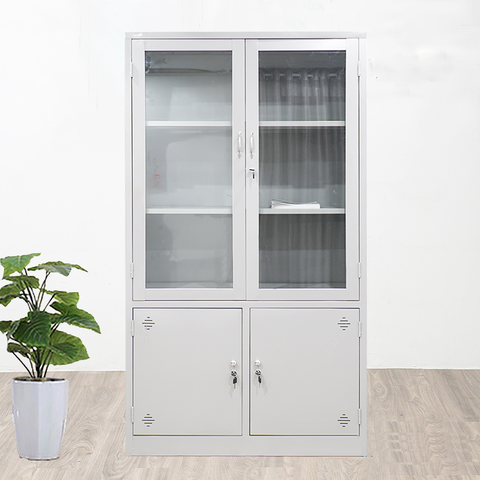 Tủ K3 Tài Liệu Sắt Cánh Kính, Tủ Sắt Văn Phòng L100 x W450 x H1830mm