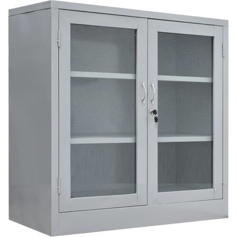 Tủ Sắt Văn Phòng, Tủ Tài Liệu Sắt Cánh Kính K2 Thấp, L880 x W400 x H915mm
