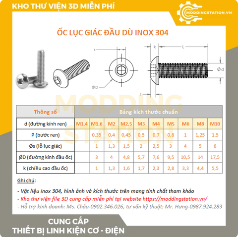 Ốc lục giác đầu dù