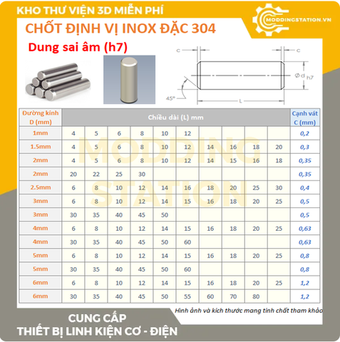 Chốt định vị D8 (h7)