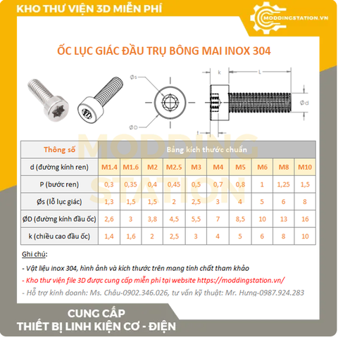 Ốc lục giác đầu trụ bông mai