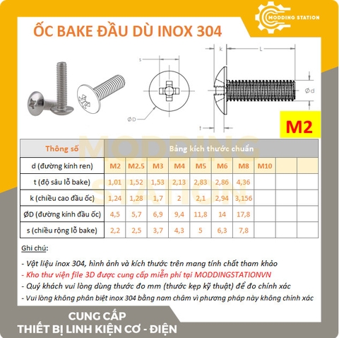 Ốc Bake đầu dù M2