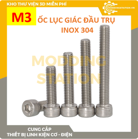 Ốc lục giác đầu trụ inox 304 size M3mm