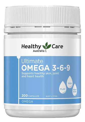 Viên uống kết hợp Ultimate Omega 3-6-9  Healthy Care - Úc (200 viên) - Duy trì sức khỏe làm da, giảm khô da, Bảo vệ tim mạch
