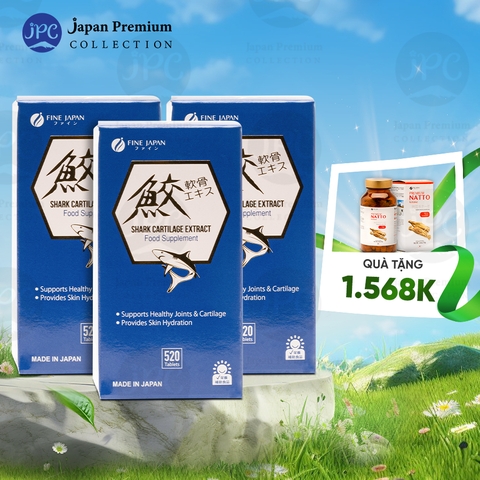 Combo 3 Hộp Sụn Vi Cá Mập Hỗ Trợ Tăng Cường Sức Khỏe khớp Và Sụn Fine Japan Shark Cartilage 520 Viên